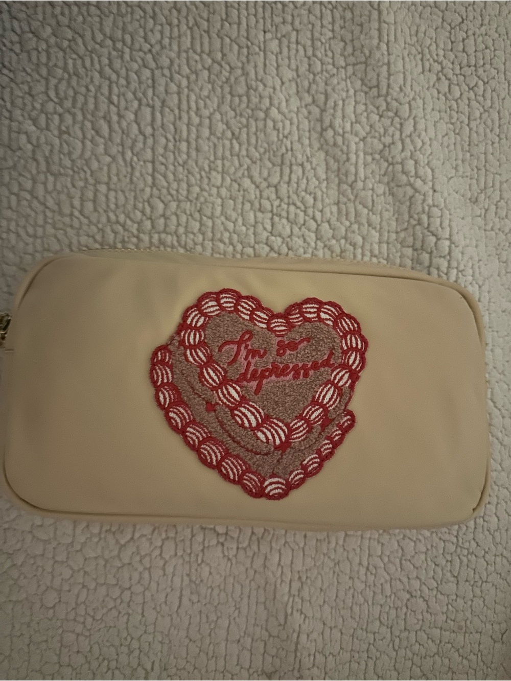 Stoney Clover Lane Lavender & Cream Embroidered Cosmetic Pouch Duo